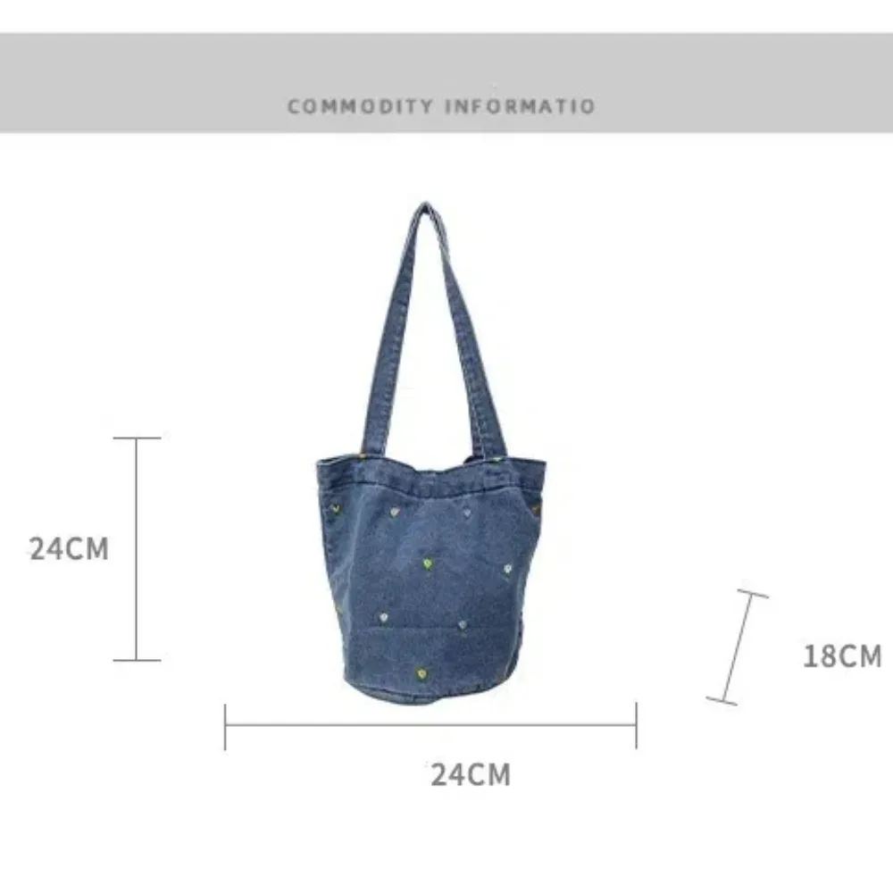 Borsa a Secchiello alla Moda, Grande Capacità, con Fiori Ricamati, Borsa a Mano Versatile, Borsa Sottobraccio da Donna - immagine 6