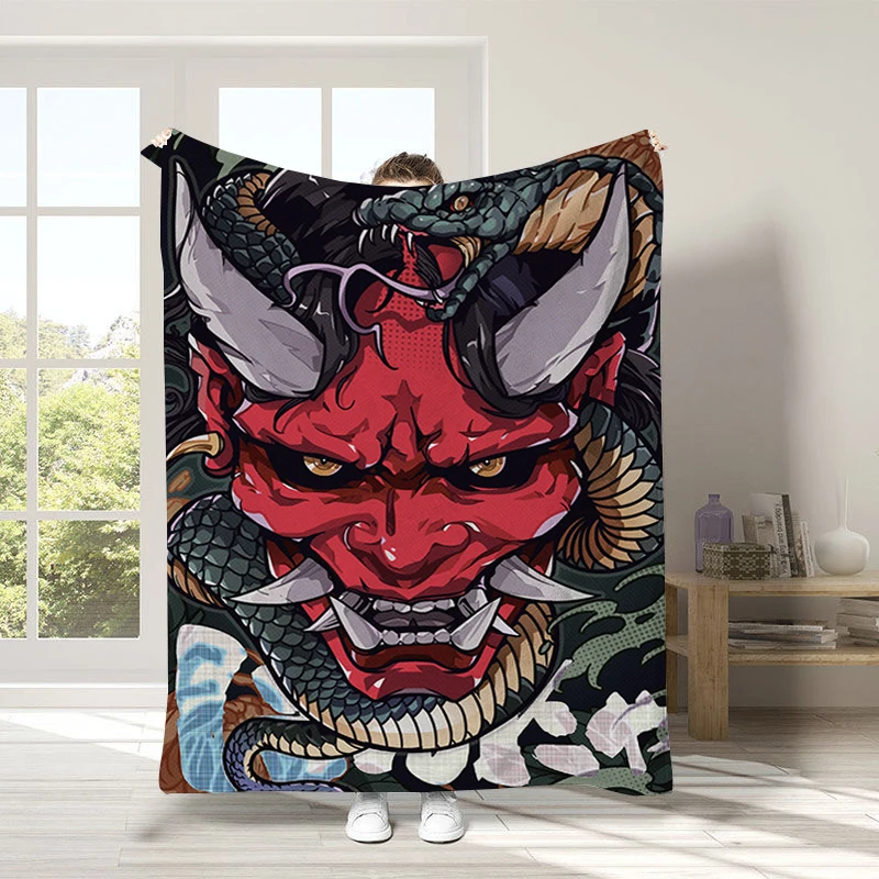 

Sofa Blankets Custom Japanese Samurai Blanket for Bed Camp Nap Bedroom Decor Bedspread Fluffy Soft Flannel Birthday Wedding Gift