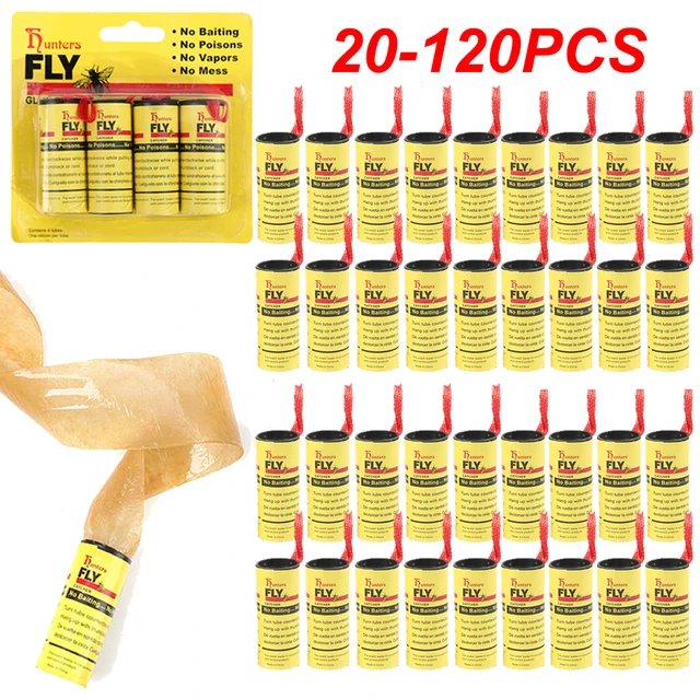 20-120Pcs Ragadós Légy Szalagok Tekercs Dupla Oldalú Legyek Papírcsíkok Rovar Hibás Otthoni Ragasztó Csapda Fogó Bug Szúnyoggyilkos