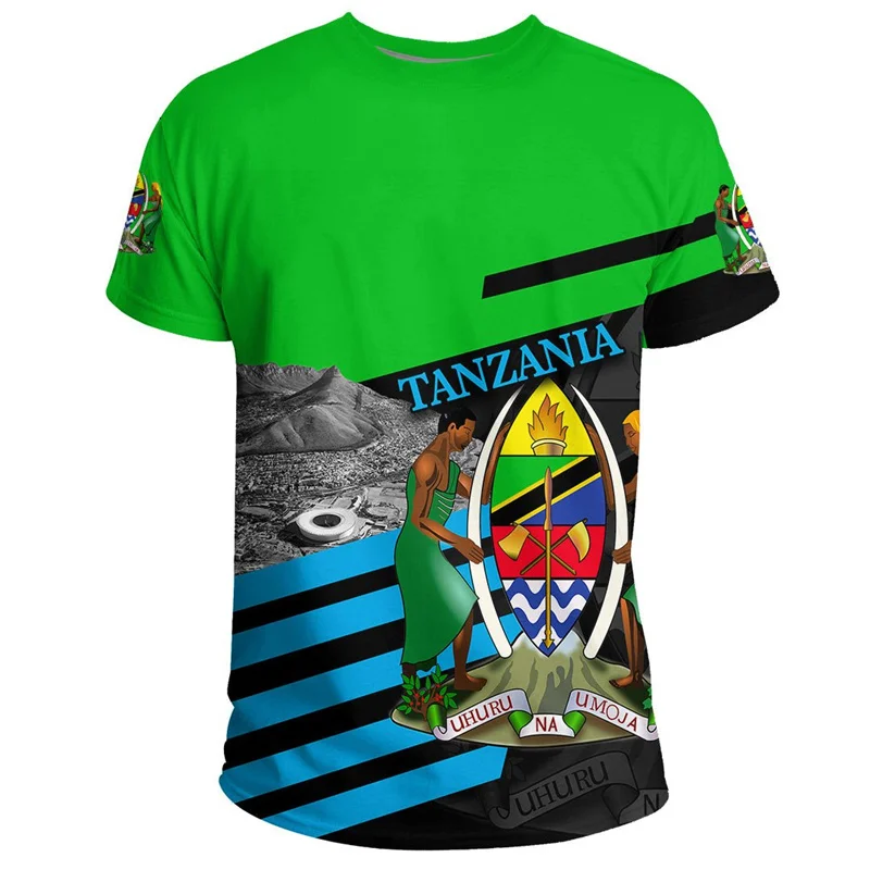 

3D Printed Tanzania T Shirt For Men Fashion Coat Of Arms Pattern T-shirt Streetwear Short Sleeves Tops Oversized Tee Shirts