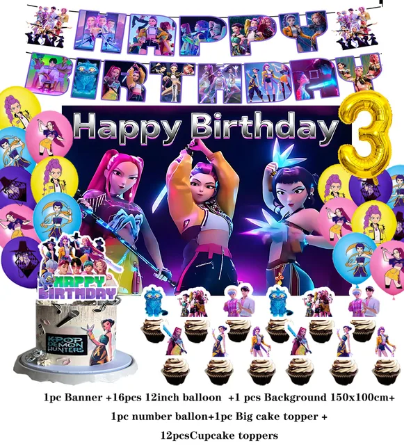 K-pop De-mon Hunters Mignon Anniversaire Deco Décorations D