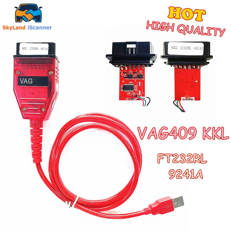 Nuovo Rosso Vag409 Kkl Pcb Board Real 9241A Chip Vag Com Kkl Ftdi Ft232Rl Per Vag Kkl Usb Tool Obd2 Usb Diagnostic