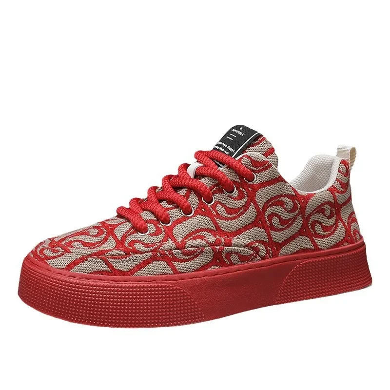 2024 New Men's Board Shoes Printing Embroidery Fabric Casual Shoes Low Top Soft Bottom Trendy Sporty Breathable Summer 5
