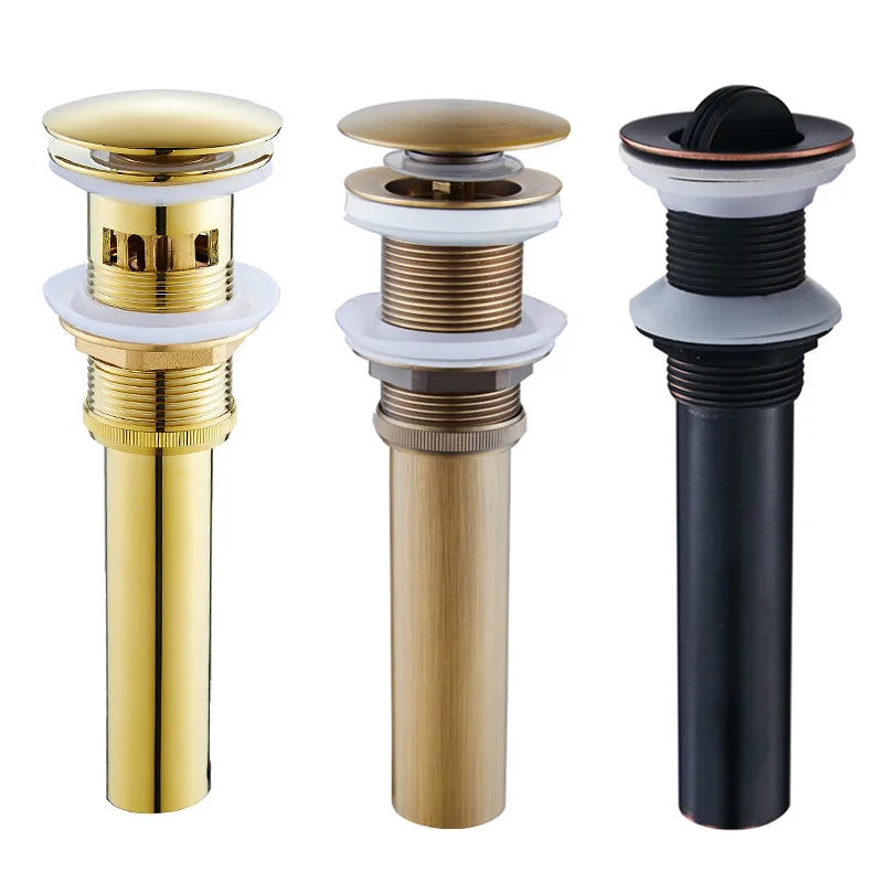 Pop Up Drain Stopper with Overflow, Lavatory Basin Drain without Overflow Black, Chrome or Oil Rubbed Bronze or Antique