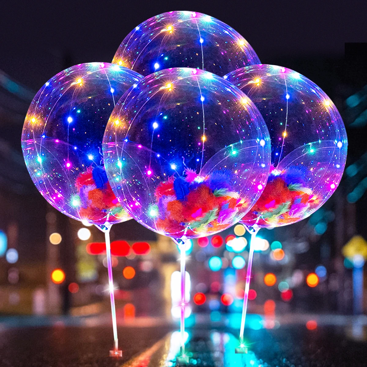 PALLONCINI LED LUMINOSI DA 20 POLLICI TRASPARENTI CON FILO 3M PALLONCINI  LUMINOSI