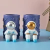 Astronaut Pen Holder Round Pen Holder Spaceman Figurine Statues Ornament Storage Pencil Holder Makeup Brush Holder Desk Decor 3