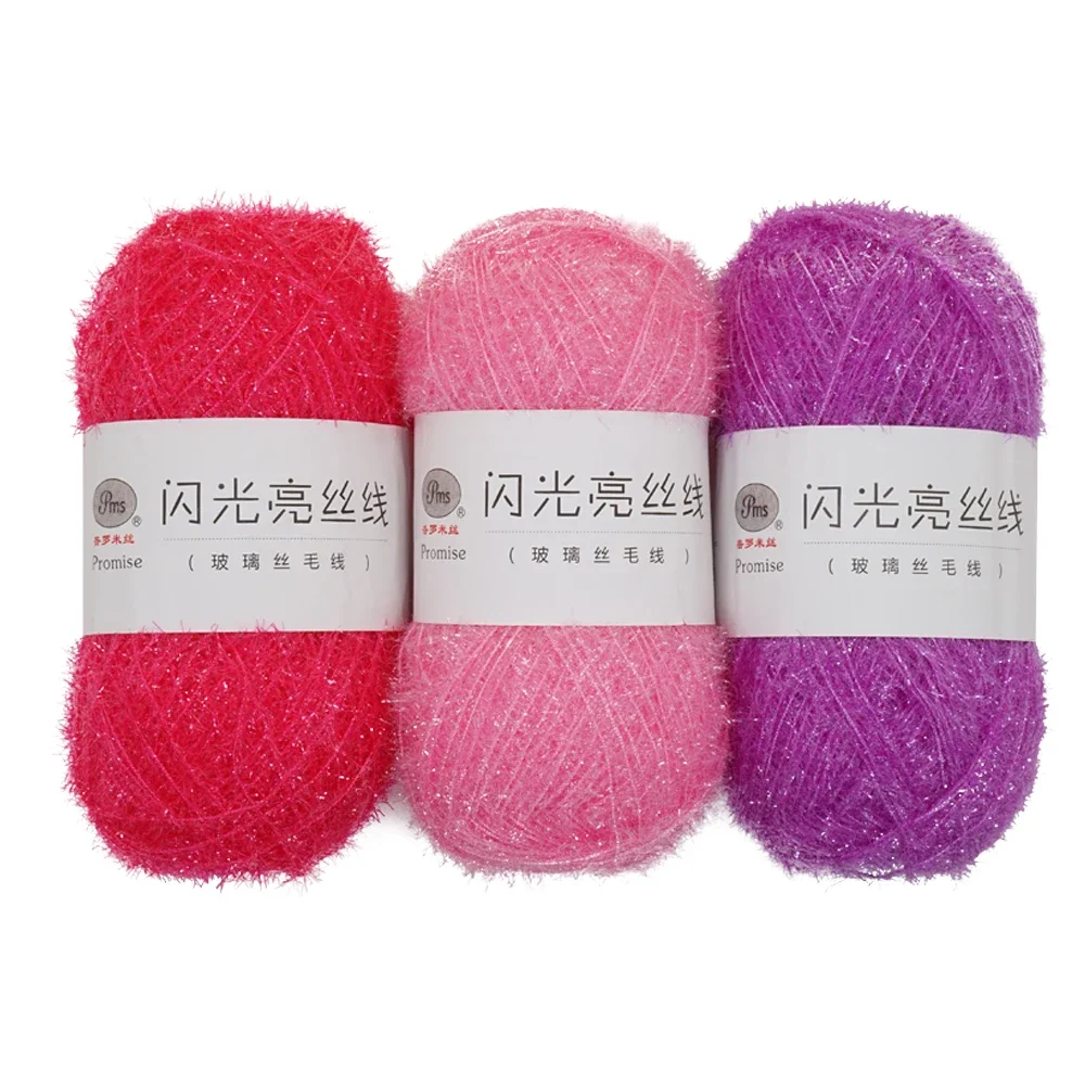 100g Sparkling Acrylic Yarn High-end Glass Fiber Thread Used for Hand Weaving DIY Bags Hats Scarves Jackets images - 6