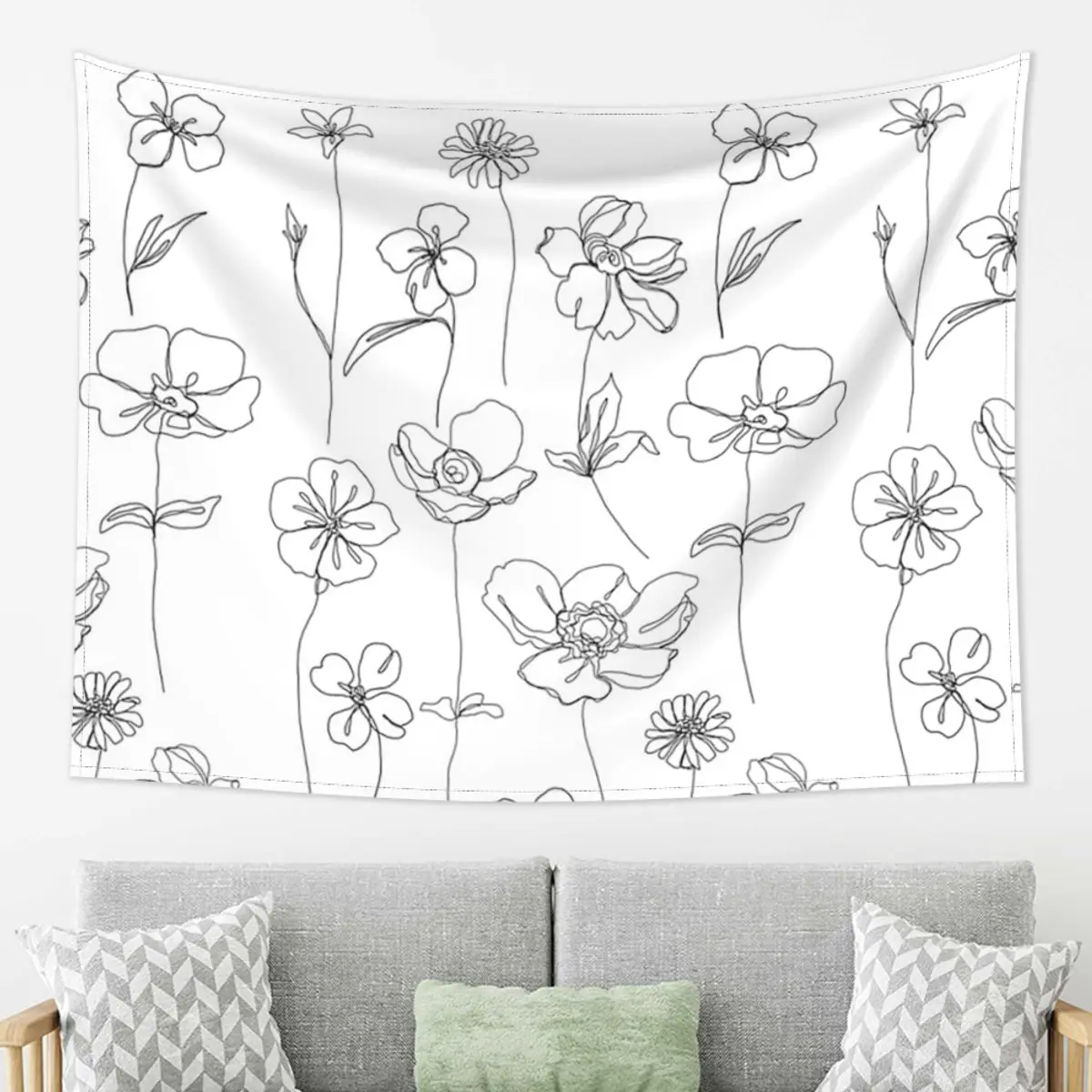 

Botanical Floral Illustration - Botanicals Tapestry Decoration Tapestries for Living Room Bedroom Decor Home Wall Hanging