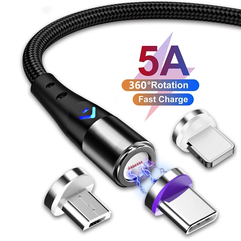 Led Magnetic Type C Cable 5A Ricarica Rapida Per Huawei Iphone 14 3A Usb C Cable Magnet Phone Charger Micro Usbc Cord Per Xiaomi