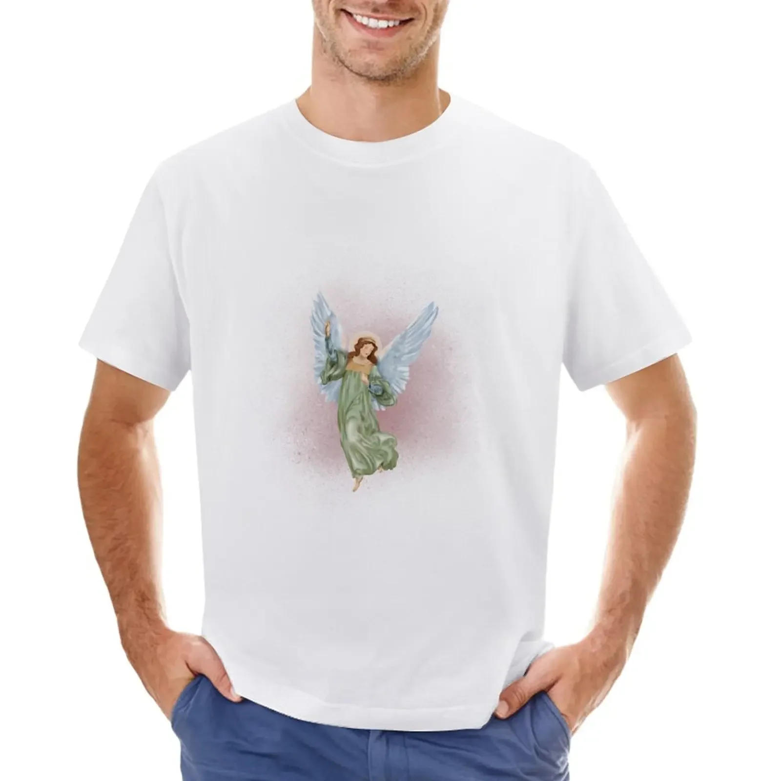 

Angel Design T-Shirt summer top aesthetic clothes oversizeds animal prinfor boys T-shirts for men cotton