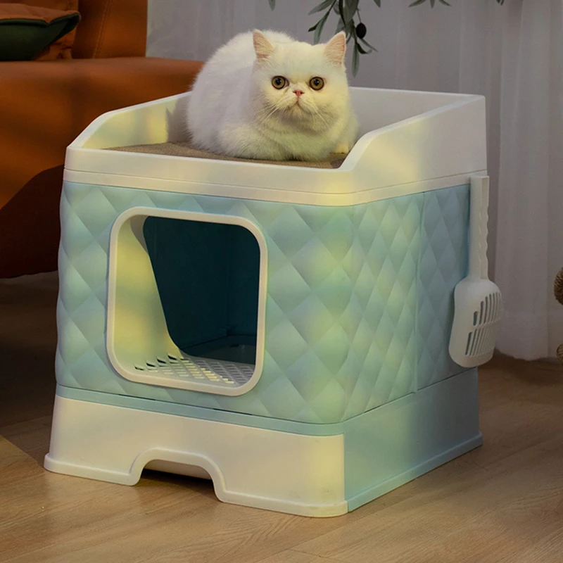 

Modern Filter Cat Litter Box Hood Modern Scratcher Semi Closed Cat Litter Box Enclosure Scoop Kuweta Dla Kota Furniture Gatos
