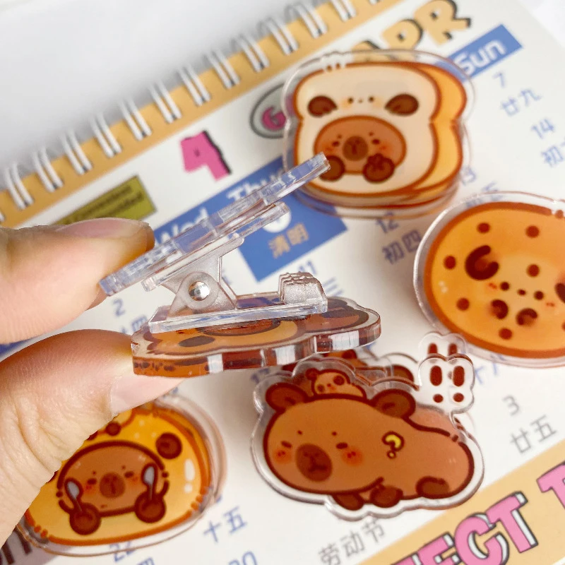 Cartoon Capybara Note Holder Double Sided PP Clip Guinea Pig Storage Rack Folder Storing Test Papers School Office Stationery