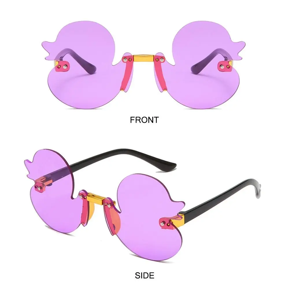 Niedliche Cartoon-Kinder-Sonnenbrille mit UV400-Schutz, bunte randlose Sonnenbrille in Entenform für – Detail 9