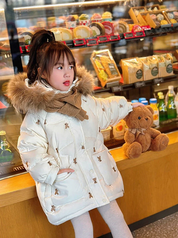 Girls Down Cotton Coat Children's Hooded Collar Winter Snowsuit CH15