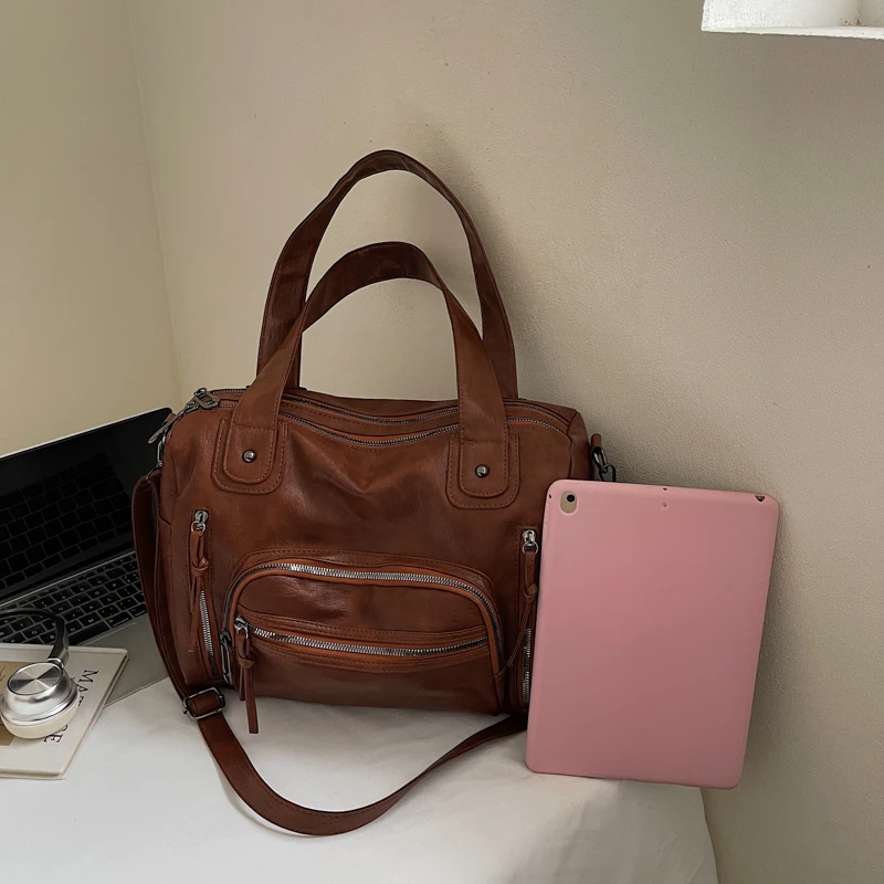 Weiche Umhängetasche mit Innenfach für Damen, 25, luxuriöse Designer-Handtaschen, Reisetasche, große Kapazität, PU-Leder, Umhängetasche – Detail 11
