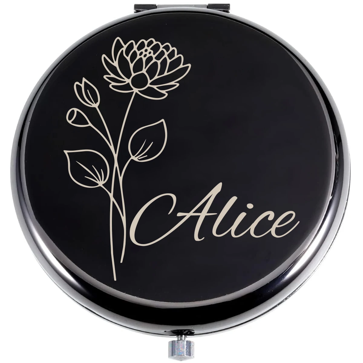 1 pc nice flower Text Laser engraving Mirror With Name Pocket Mirror Wedding Guest Gifts