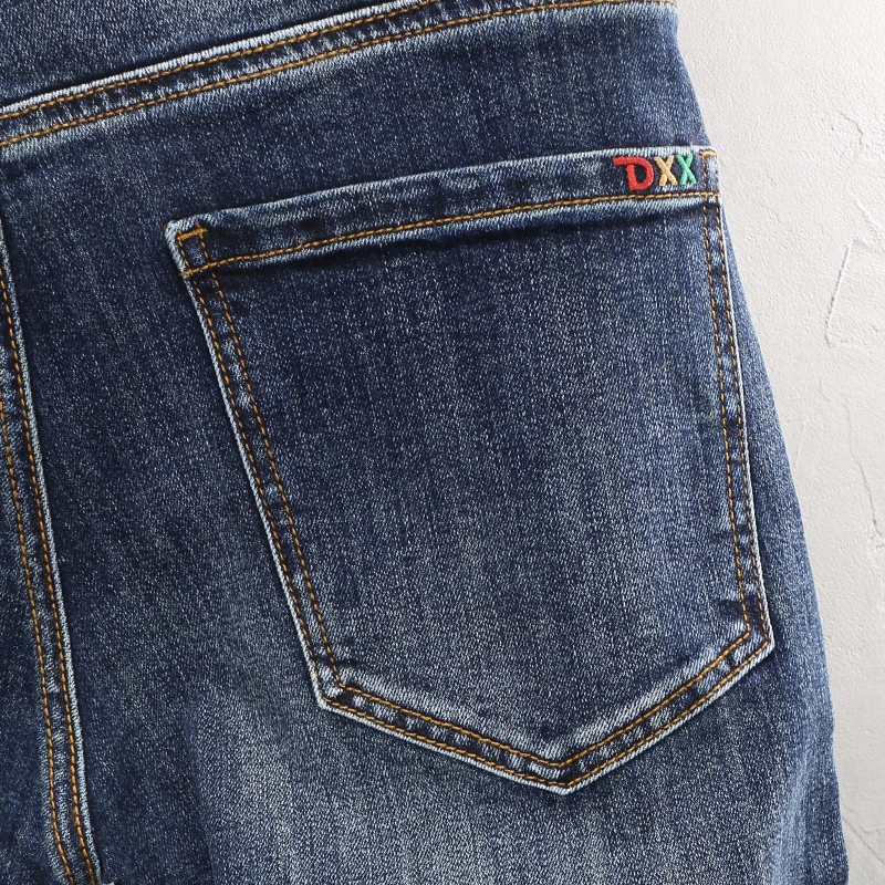 Newly Designer Fashion Men Jeans High Quality Retro Washed Blue Stretch Slim Fit Ripped Jeans Men Vintage Casual Denim Pants