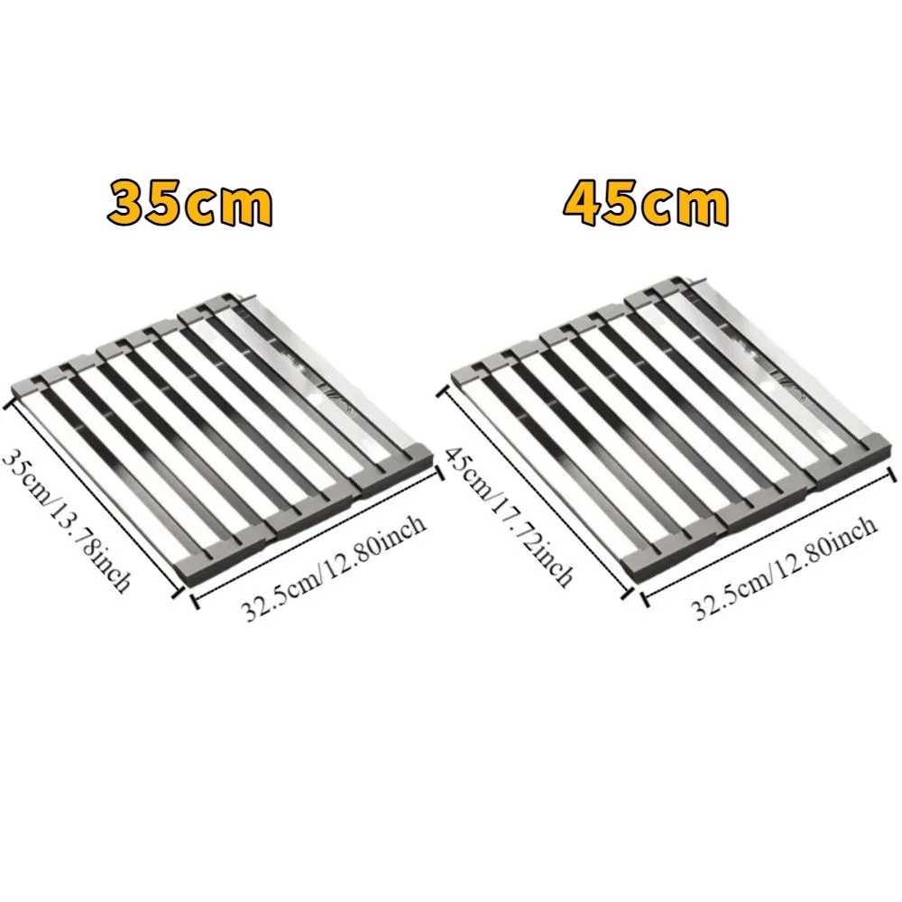 Foldable Sink Drain Rack Heat Resistant Collapsible Stainless Steel Drain Rack Space Saving Detachable Sink Storage Rack