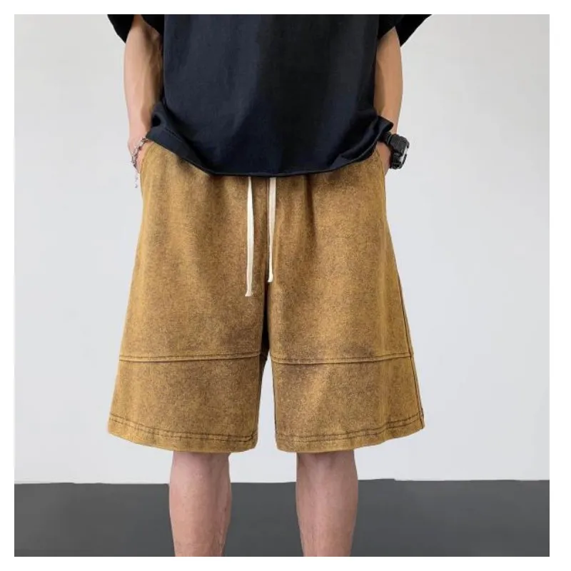 150KG Heavyweight Washable Old Shorts Men's Fashion Brand Loose Summer American Casual Sports 5/4 Pants Large