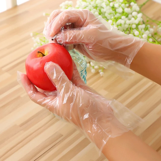 Gants alimentaires en plastique jetables, (100 pièces)