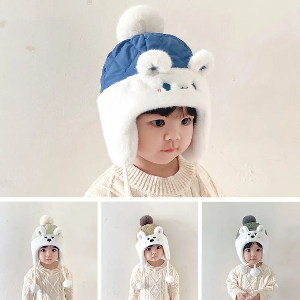 

Thicken Children's Knitted Hat Fashion Ear Protection Boys Girls Winter Ear Caps Cartoon Cute Kids Hats