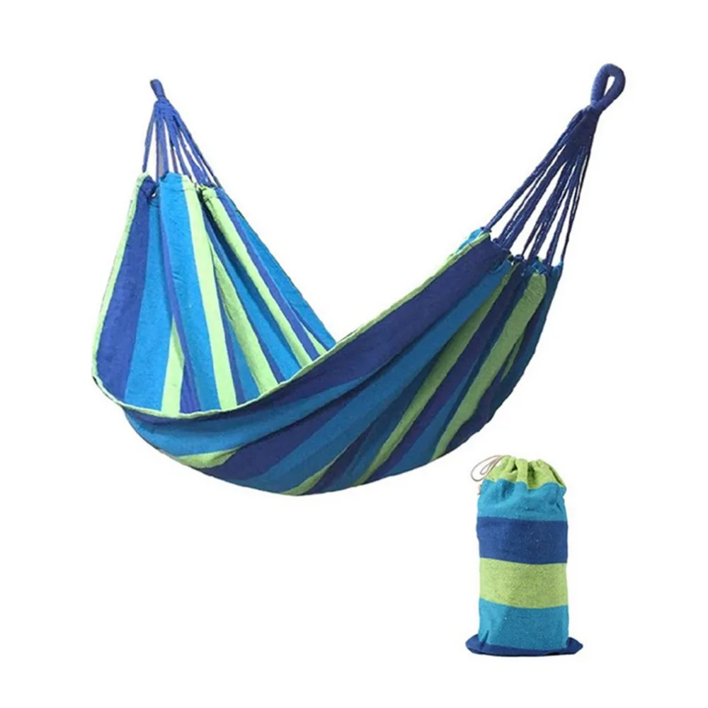 Description Picture 5 of item280x80cm 2 Person Portable Striped Hammock Outdoor Camping Leisure Bed Thickened Canvas Hanging Bed Sleeping Swing Hammock Chair