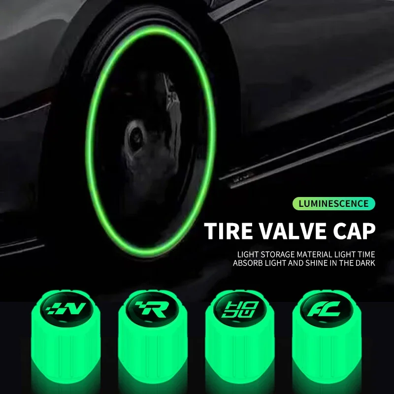 thumbnail image 1 of 4 tapones luminosos para válvulas de neumáticos de coche con luz fluorescente que brillan por la noche para Volkswagen Golf 4 5 6 7 Bora MK7 Beetle Touran GTI R Line, 1 of 4