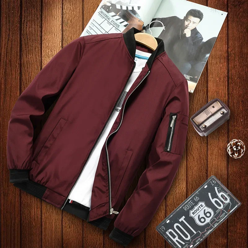 Autumn Men's Bomber Jacket Male Zip Rib Streetwear Spring Slim Fit Pilot Baseball Coats Men Outerwear Clothing Plus Size M-6XL