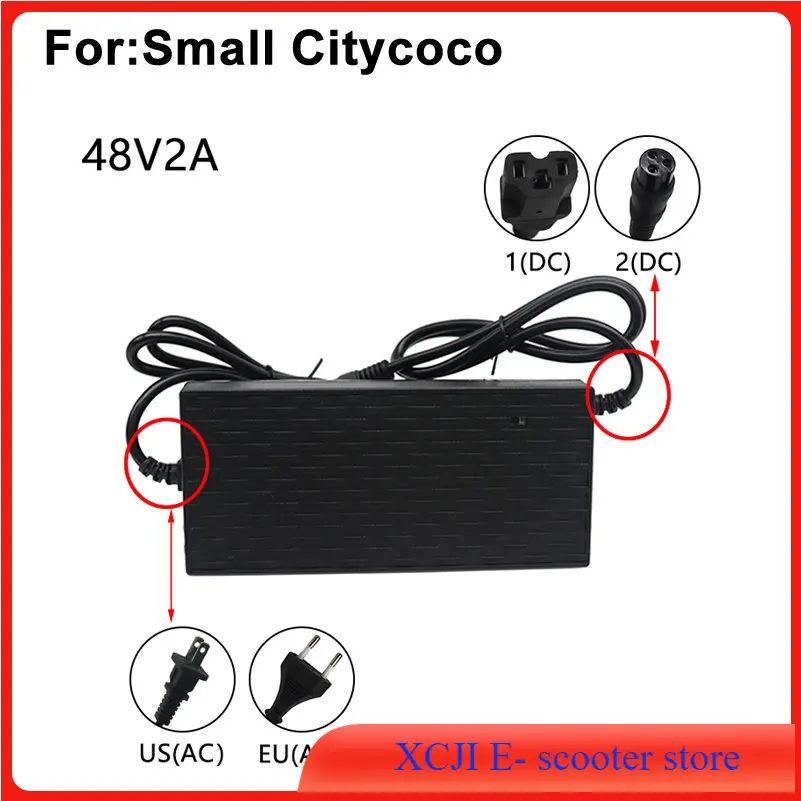 

48V 2A Battery Charger Power Supply 54.6V 2A Lithium Battery Charger For Small Citycoco Scooter EU US Power Charger Parts