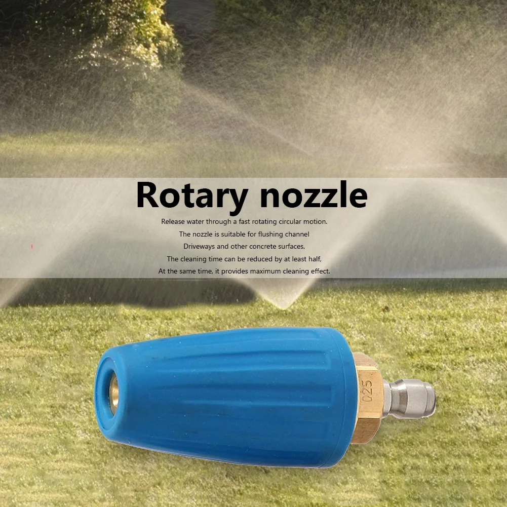 High-Pressure Washer Nozzle High Pressure Rotating Turbo Nozzle 1/4 Washer 2.5-4 GPM 5000PSI Spray Tip Cleaning Tool