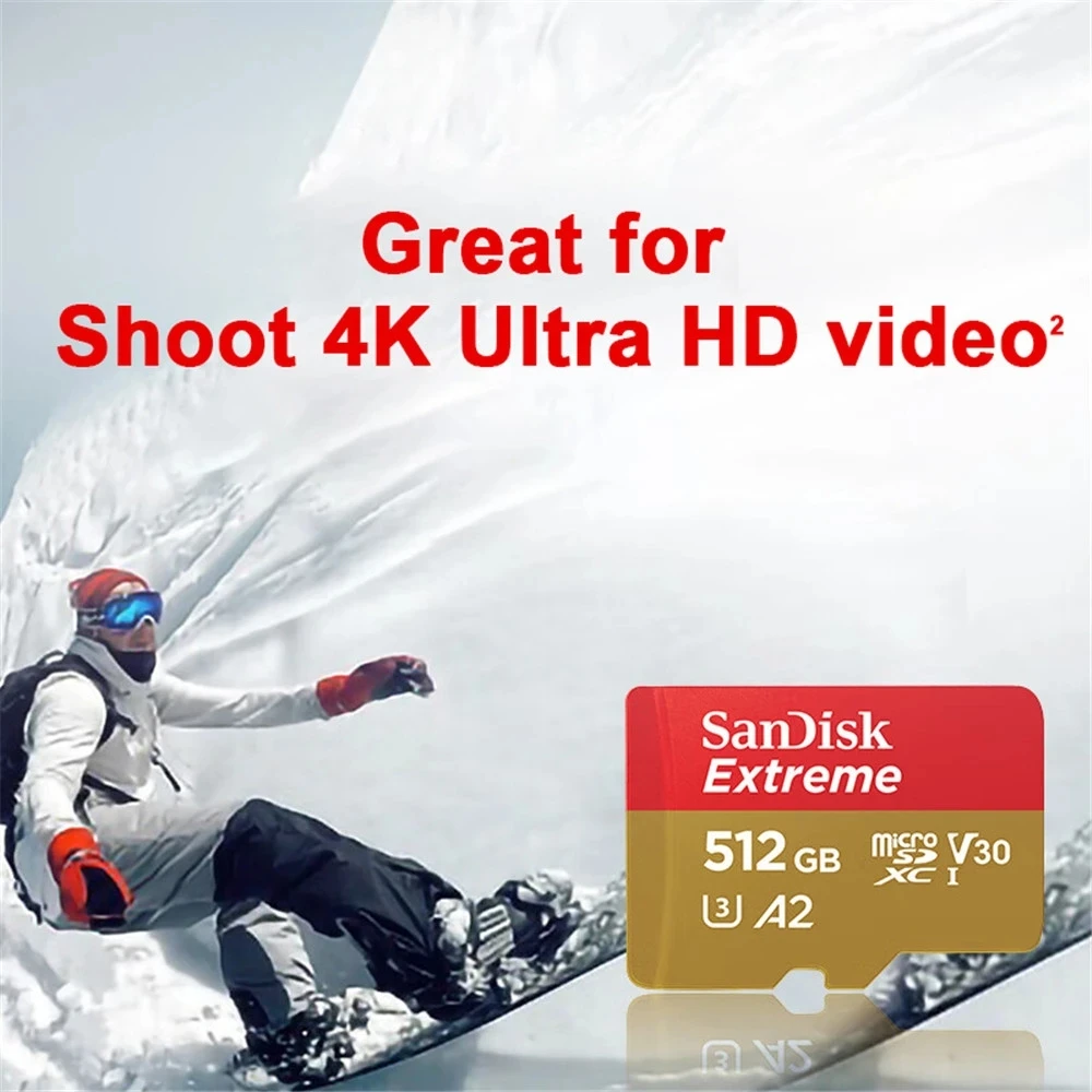 SanDisk Extreme 마이크로 SD 카드, 카메라 고프로 DJI 닌텐도용, 오리지널 UHS-I 카드, 4K 플래시, 마이크로 SDXC A1 A2 U3