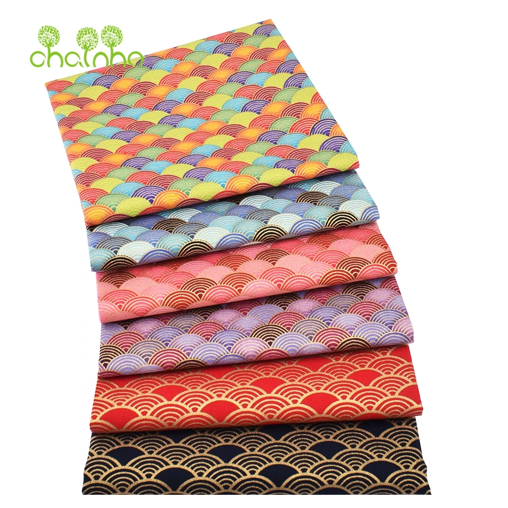 Chainho,Printed Plain Weave Cotton Fabric,DIY Quilting Sewing Material,Patchwork Cloth,Fish-Scale Series Textile,20x25cm,15CD36