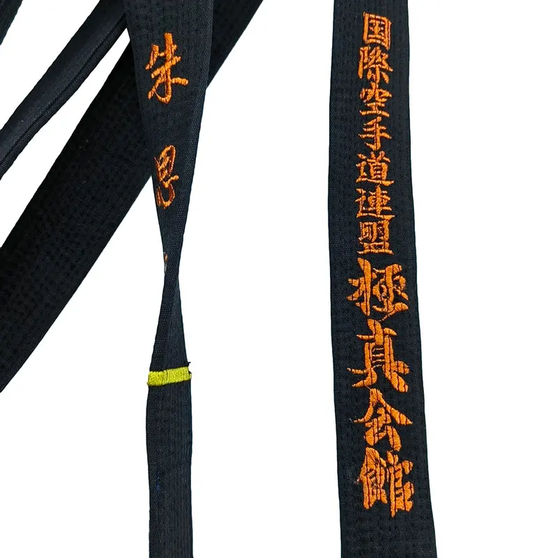 Cintura Nera Da Karate In Raso – Ricamata In Giapponese, Lunghezza 300 Cm Per Uomo E Donna