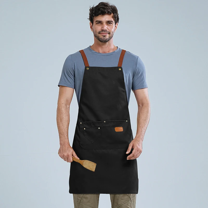 Kitchen Apron Waterproof Cross Adjustable Webbing Restaurant bar Barbershop Work Apron