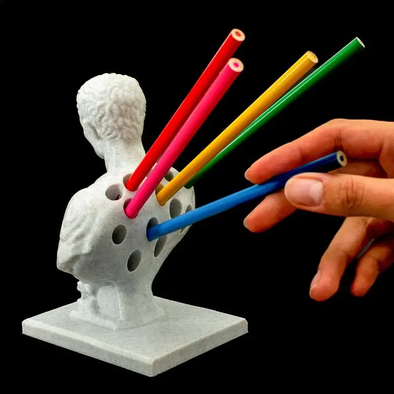 

Resin Pen Storage Holder Julius Caesar Bust Statue Pen Holder Stand Decorative Desk Statue Ornament Marker Storage Holder