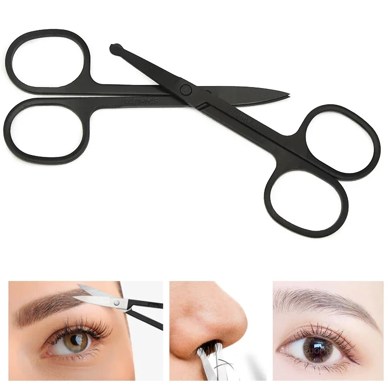 1pc 3.5" Stainless Steel Mini Portable Curved Mustache Nose Ear Hair Remover Scissor Trimmer Small Scissors Tools