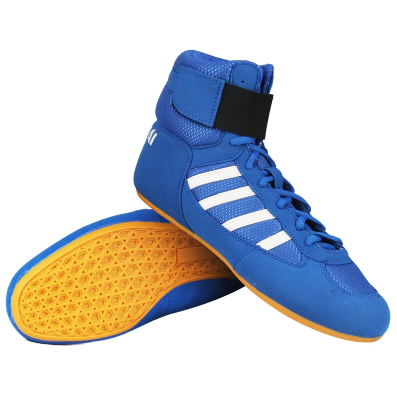Zapatos de boxeo profesionales para hombre, zapatos de lucha libre con  suela de goma, zapatillas deportivas de entrenamiento de combate, azul-9