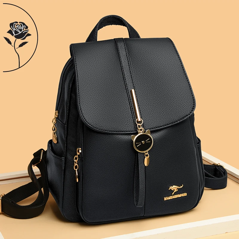 2023NewWomenBackpackHighQualityLeatherBackpackMultifunction