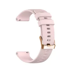 Rose Gold Buckle Silicone Watchband - 18mm/20mm Adjustable Wrist Strap Bracelet - 20mm Venu - Venu SQ (Pink)