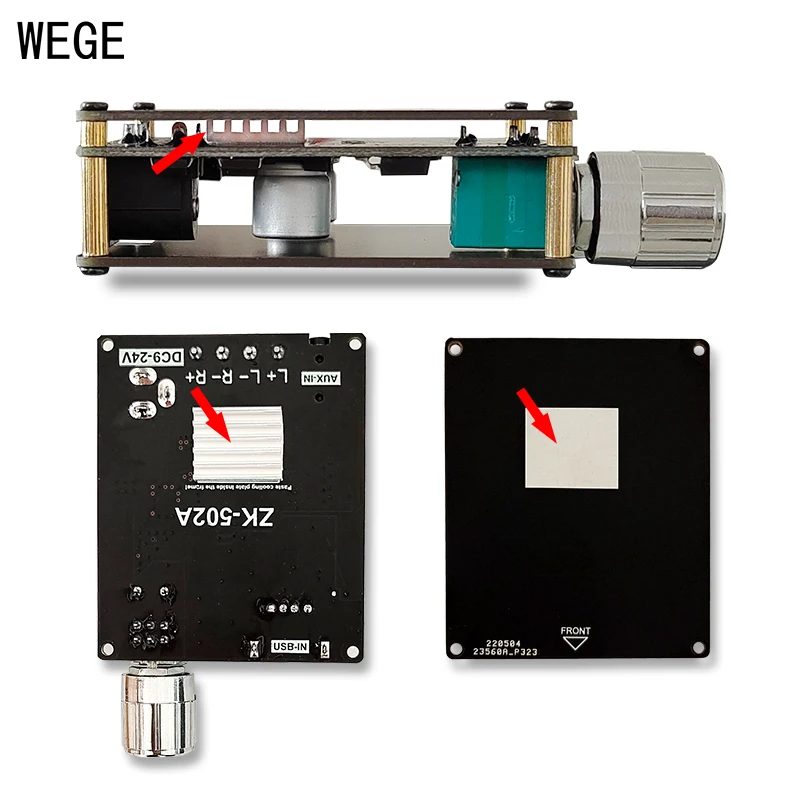 WEGE ZK-502A 50Wx2 BT Audio Digital Power Amplifier Board Speaker