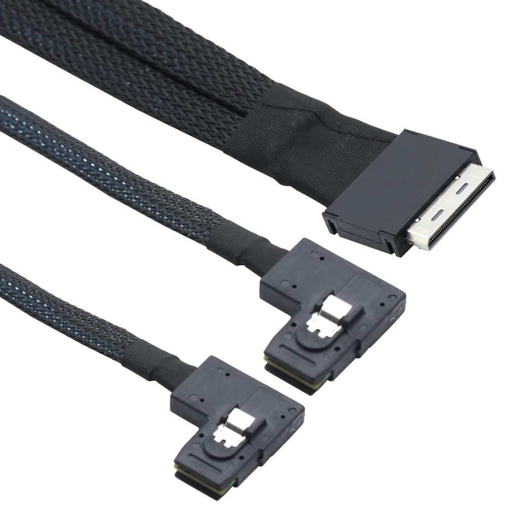 

Flexible Oculink PCIe SFF-8611 to Dual 8I SAS SFF-8087 Right Angle Adapter Cable for Server Configuration