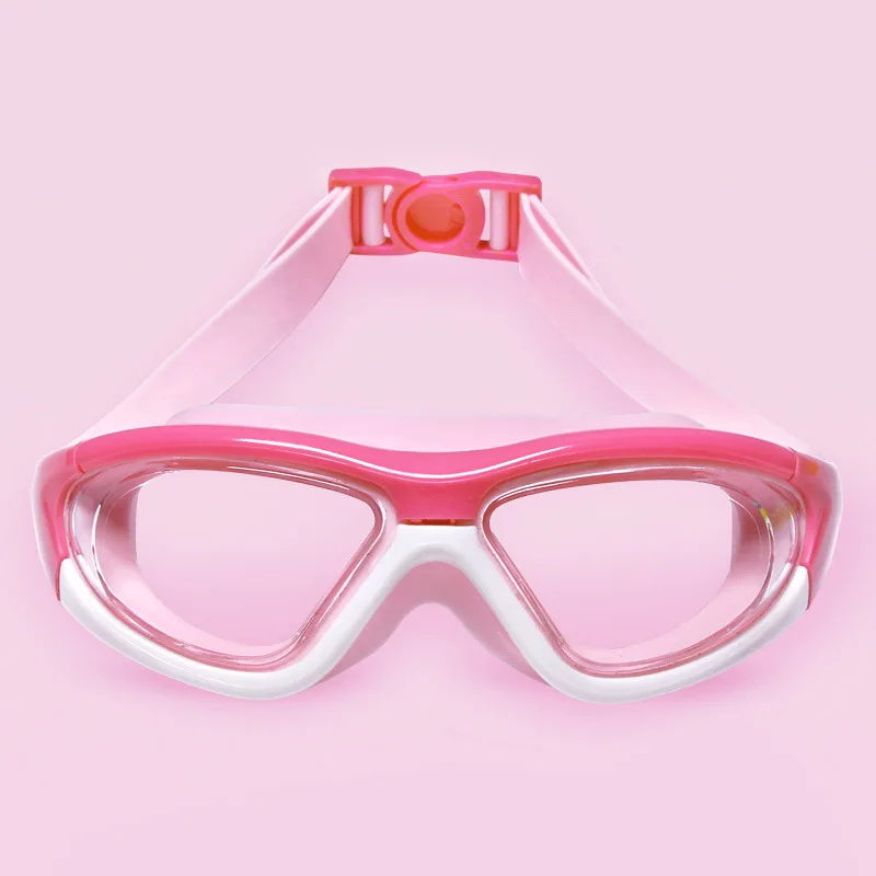 Children's Goggles Boys' Waterproof and Anti-fog HD Swimming Glasses Girls' Big Box Swimming Cap Goggles Set Kids