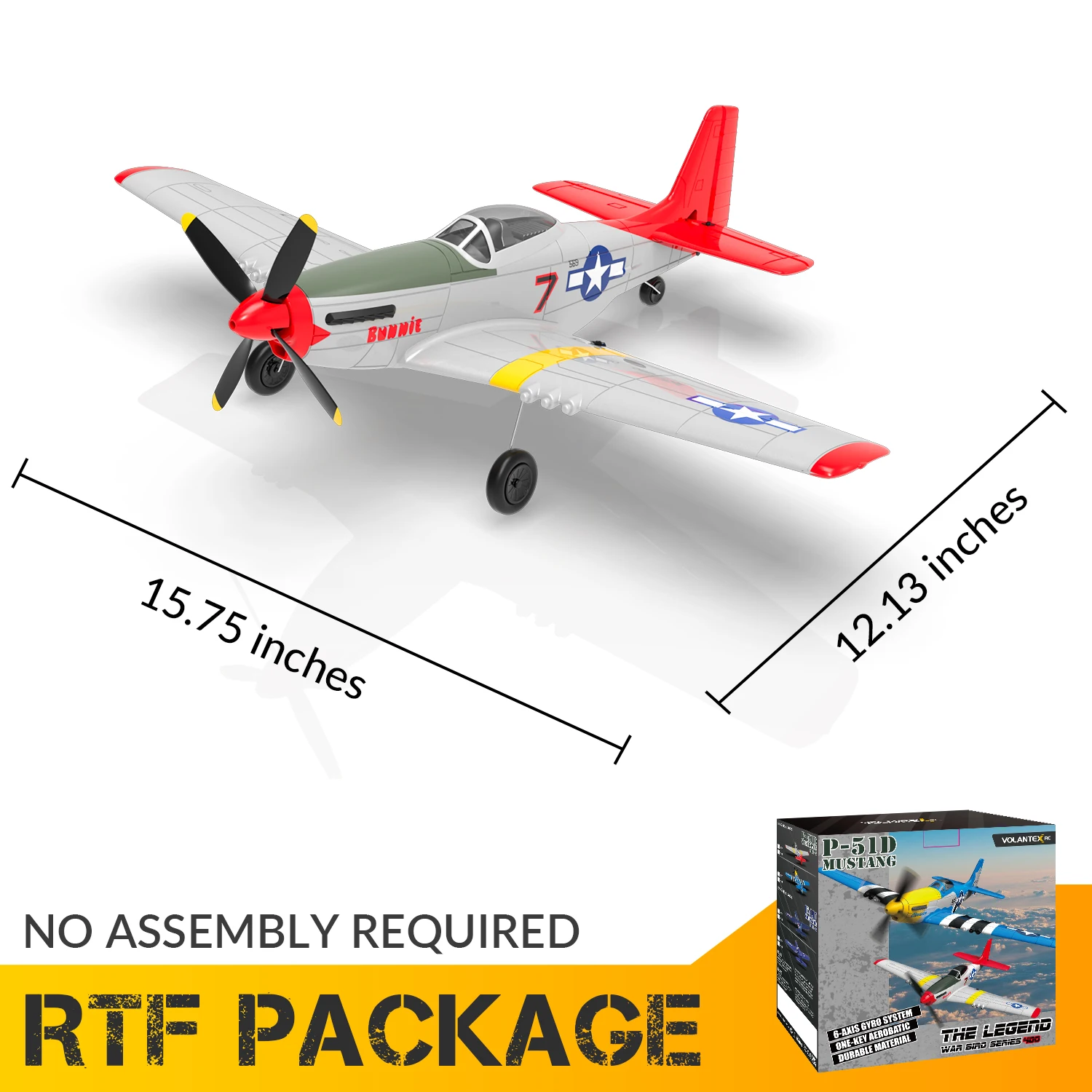 New P51D RC Airplane One-key Aerobatic 2-Ch/4-Ch RC Plane RTF Mustang Aircraft W/Xpilot Stabilization System (761-5 RTF) images - 6