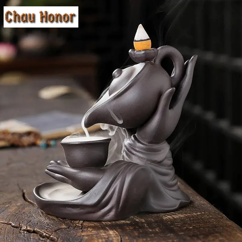 Fingered Citron Backflow Incense Burner Living Room Watch Smoke Waterfall Ceramic Home Decor Ornaments Teapot Incense Base