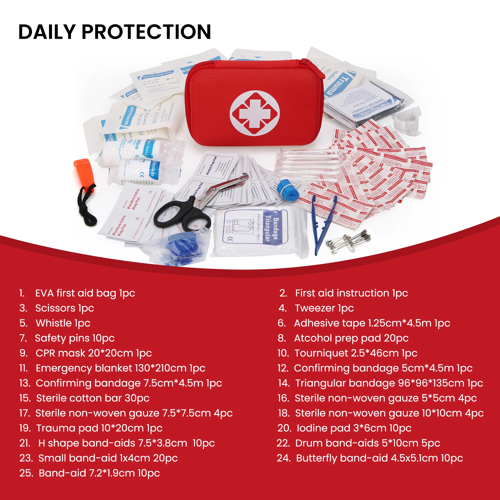 MOUNTAINTOP First Aid Kit Emergency Kit Small Outdoor Survival Kit for Sports Travel Hiking Camping Emergency (Red)
