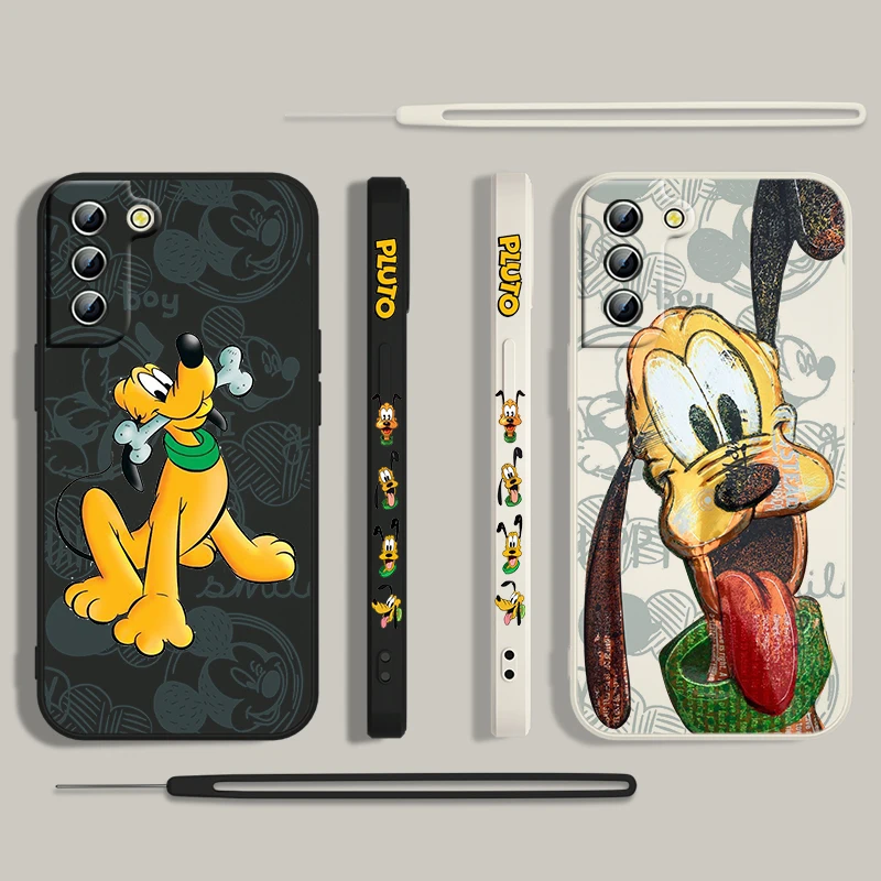 Custodia Per Telefono Disney Mickey Friend Pluto Per Samsung Galaxy S24 S23 S22 S21 S20 Pro Fe Plus Custodia In Corda Sinistra Ultra Liquida