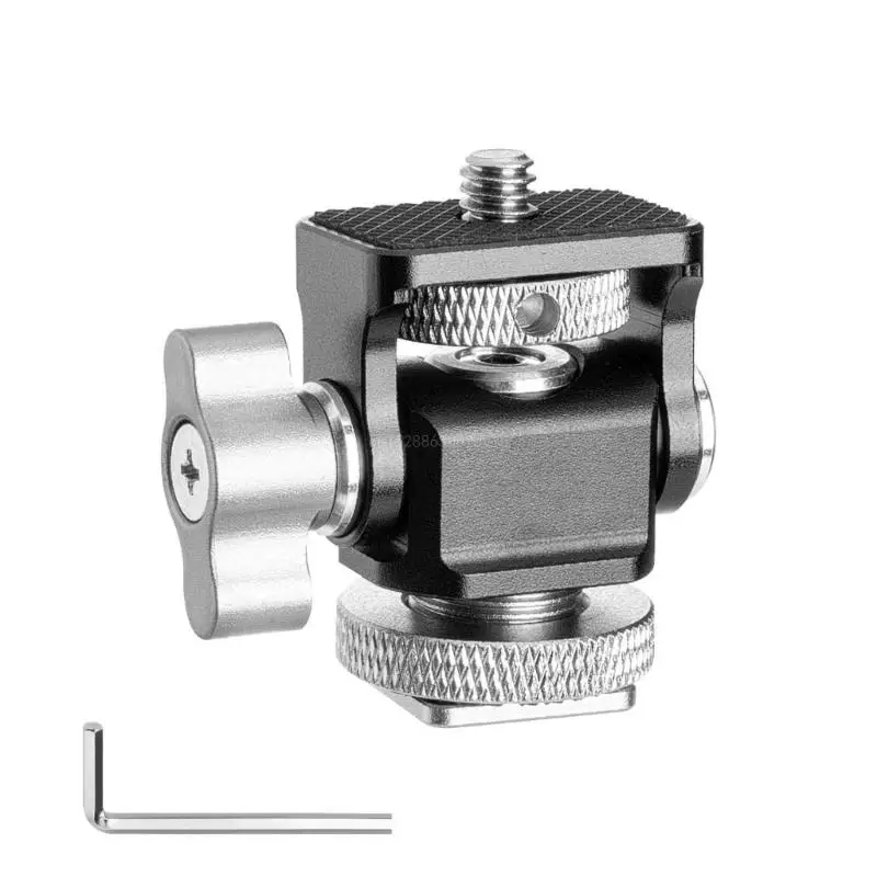 Adjustable Camera Monitors Mount Hot Shoe Bracket Standard 1/4in 360 Rotation 180 Tilt with Secure Thumbscrew Lock