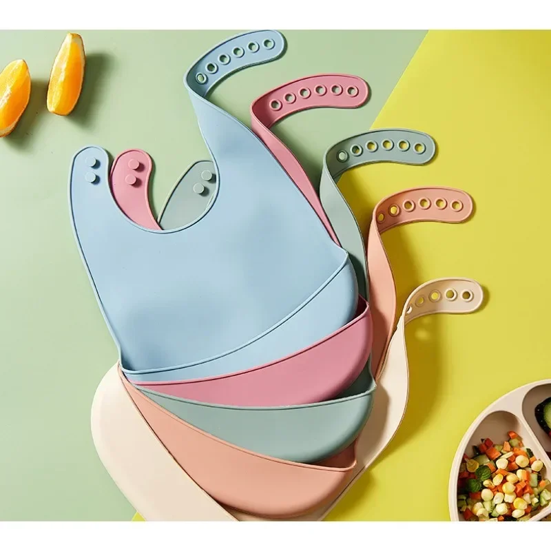 

Silicone Bib Baby Waterproof and Oil-proof Three-dimensional Eating Pocket New Simple Bib Saliva Towel