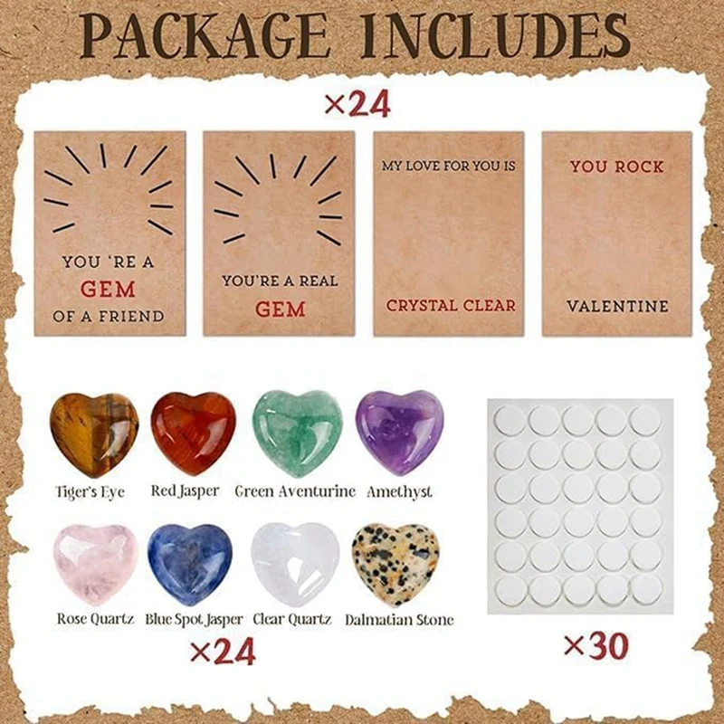 

Valentines Day Gifts Kit For Kids - 24 Pack Valentines Cards Kit With Heart-Shape - Valentine Gift Exchange