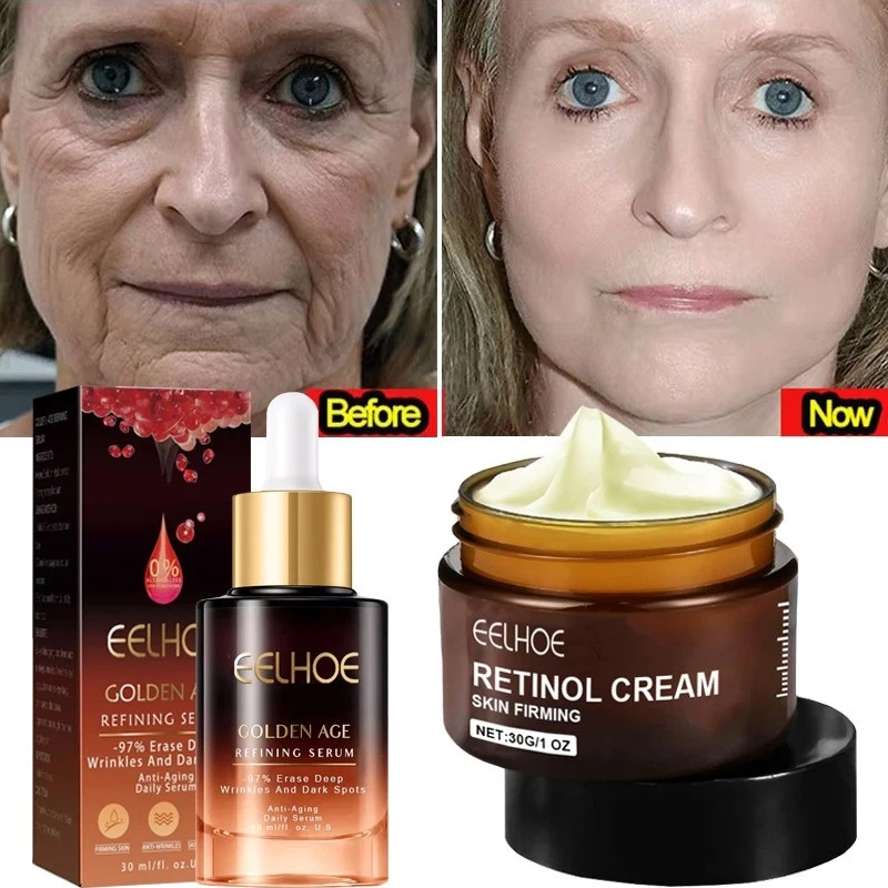 Facial Serum Retinol Wrinkle Remover Face Set Instant Firming Lifting Anti-Aging Fade Fine Lines Whitening Korean Skin Care